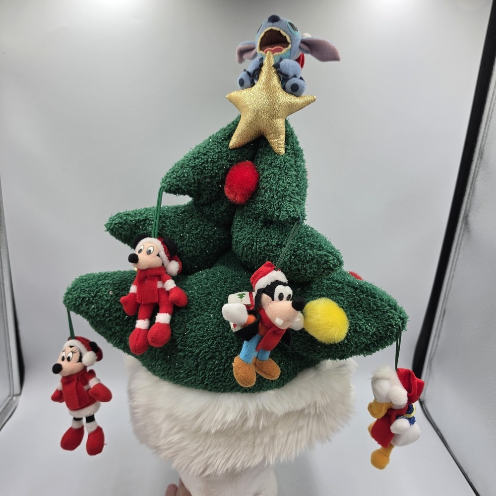 Vtg Disneyland Christmas Tree Hat Mickey & Friends Ornaments Lights up Whimsical